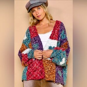 NEW POL Colorful Patchwork Women's Sweater Small